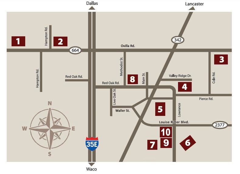 district map showing location of each school building 