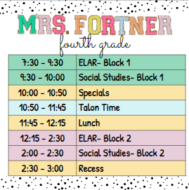 Our Schedule: 