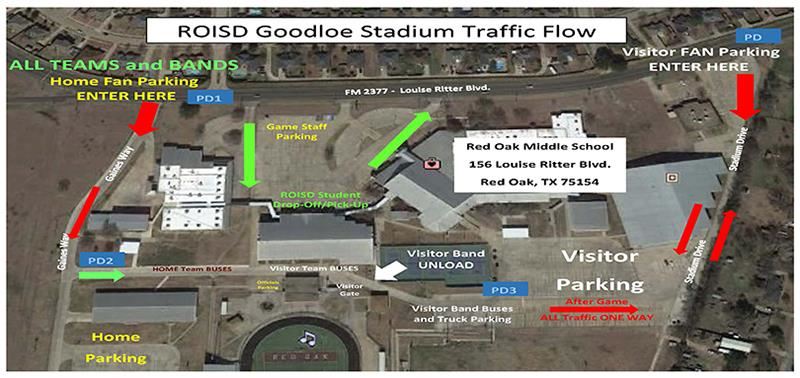 ROISD Goodloe Stadium Traffic Flow map